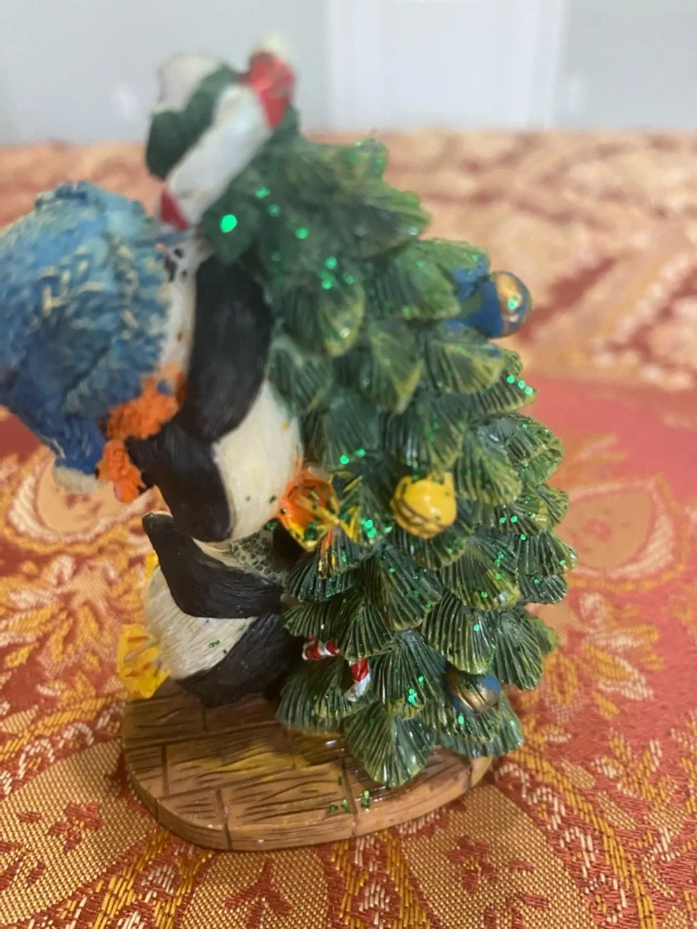 Festive Penguin Duo Small  decoration — Blue & Green Accents